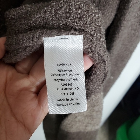 Barefoot Dreams CozyChic Lite Cliffside Brown Ribbed Knit Cardigan Sweater - Picture 9 of 9